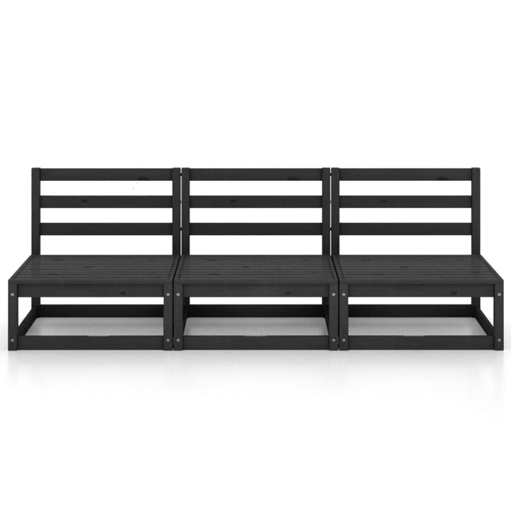 3-personers havesofa massivt fyrretræ sort
