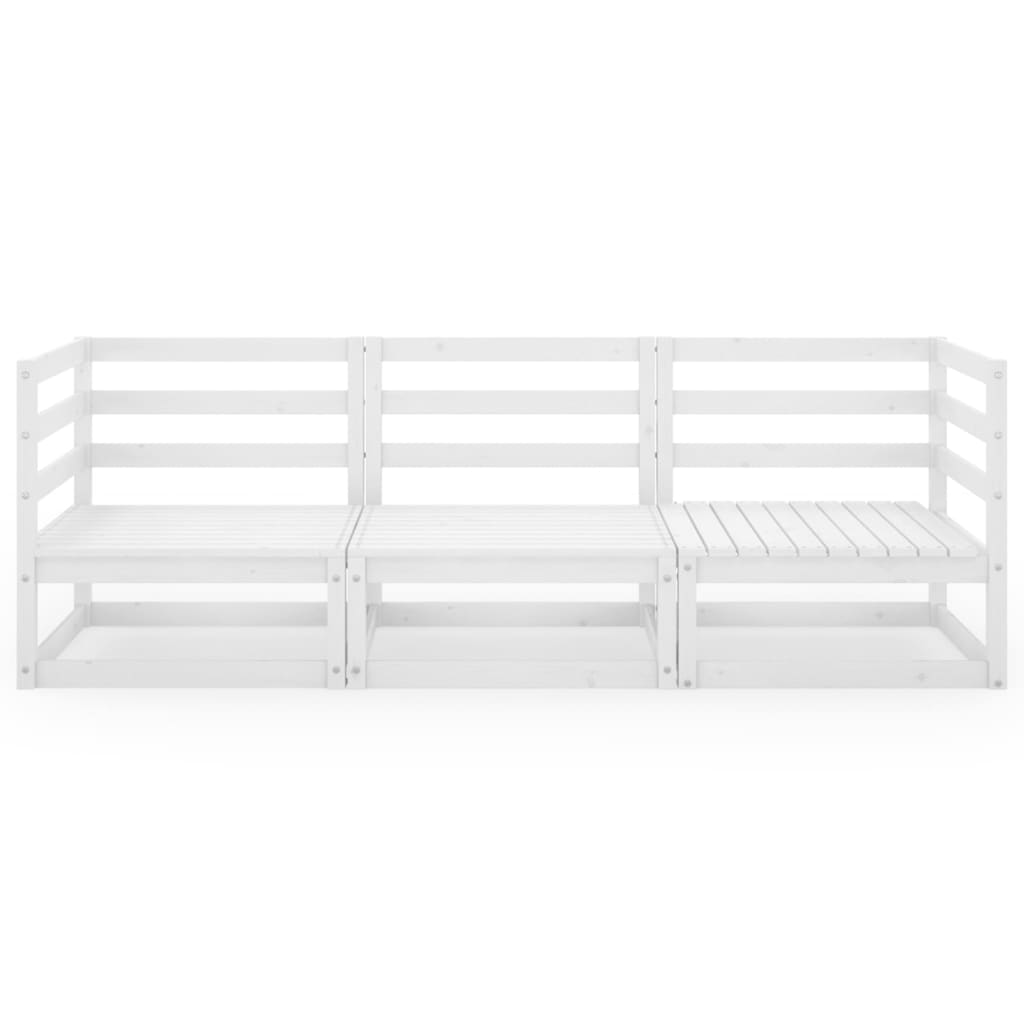 3-personers havesofa massivt fyrretræ hvid