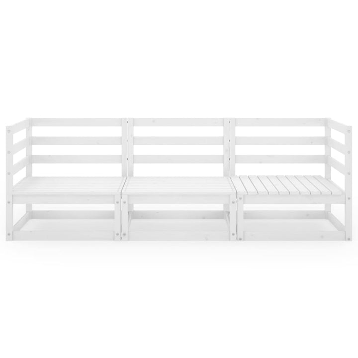 3-personers havesofa massivt fyrretræ hvid