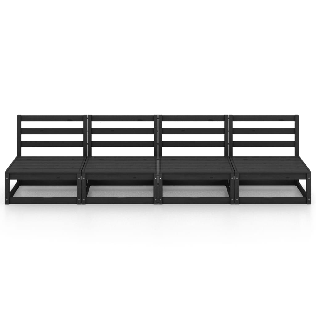 4-personers havesofa massivt fyrretræ sort