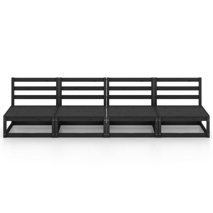 4-personers havesofa massivt fyrretræ sort