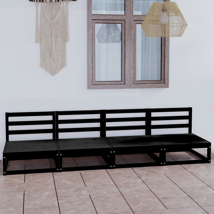 4-personers havesofa massivt fyrretræ sort