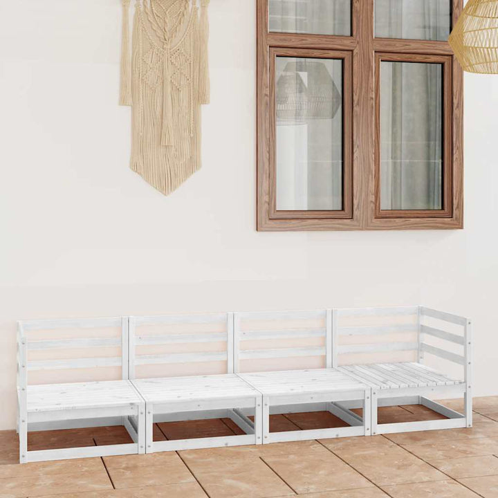 4-personers havesofa massivt fyrretræ hvid