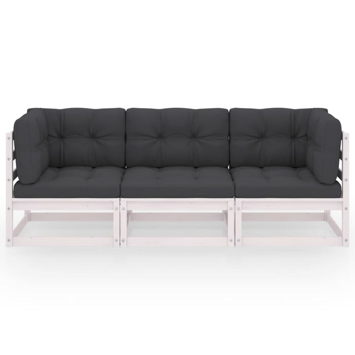 3-personers sofa med hynder massivt fyrretræ