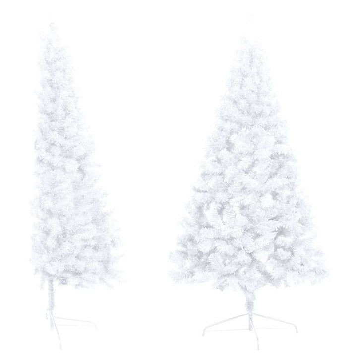 kunstigt halvt juletræ med lys og kuglesæt 240 cm hvid