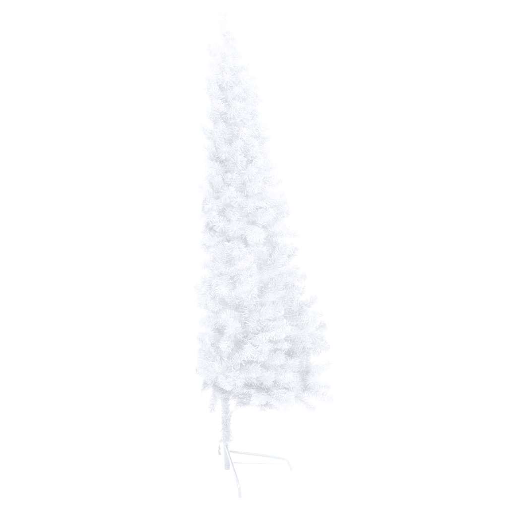 kunstigt halvt juletræ med lys og kuglesæt 240 cm hvid