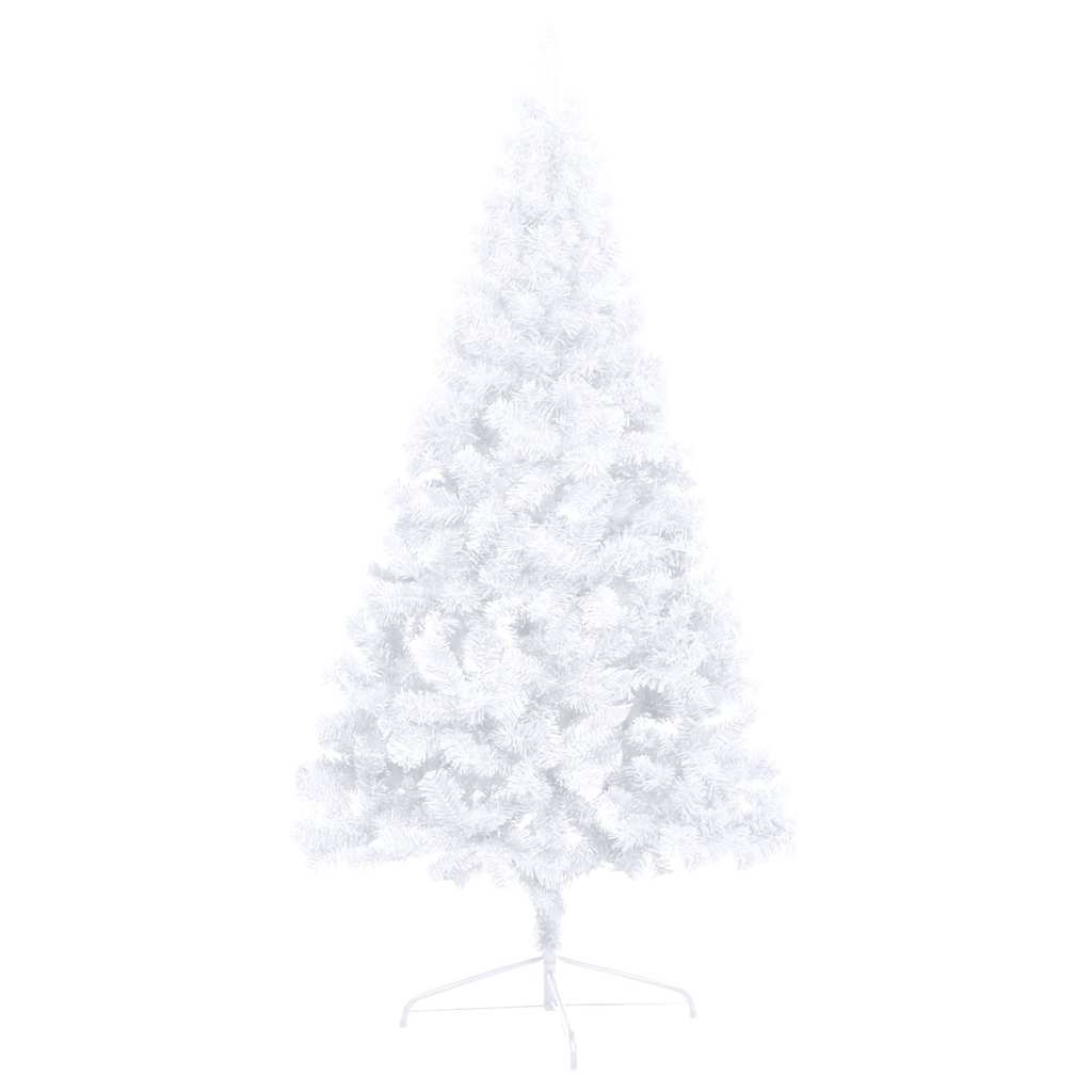kunstigt halvt juletræ med lys og kuglesæt 240 cm hvid