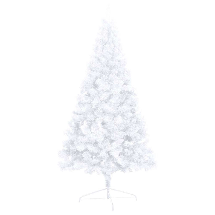 kunstigt halvt juletræ med lys og kuglesæt 240 cm hvid