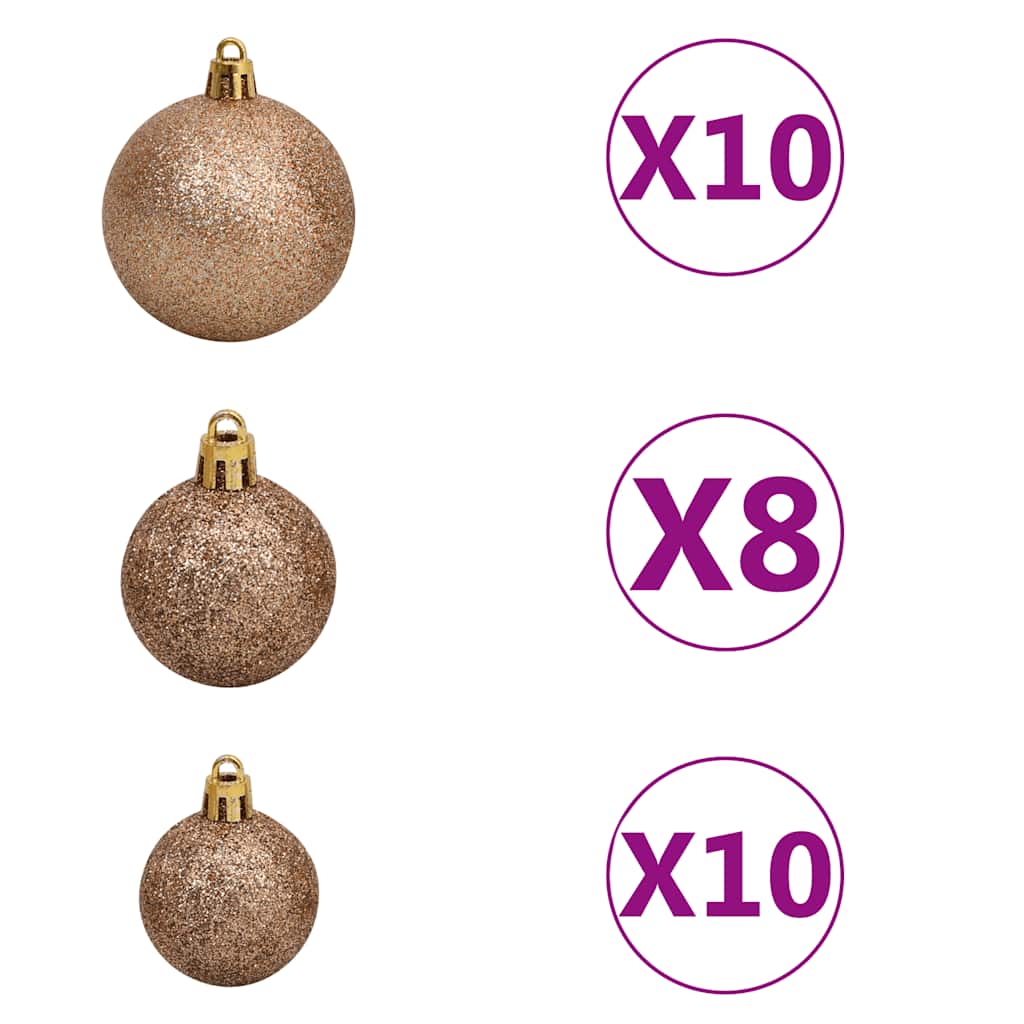 kunstigt juletræ med lys og kuglesæt 240 cm hvid