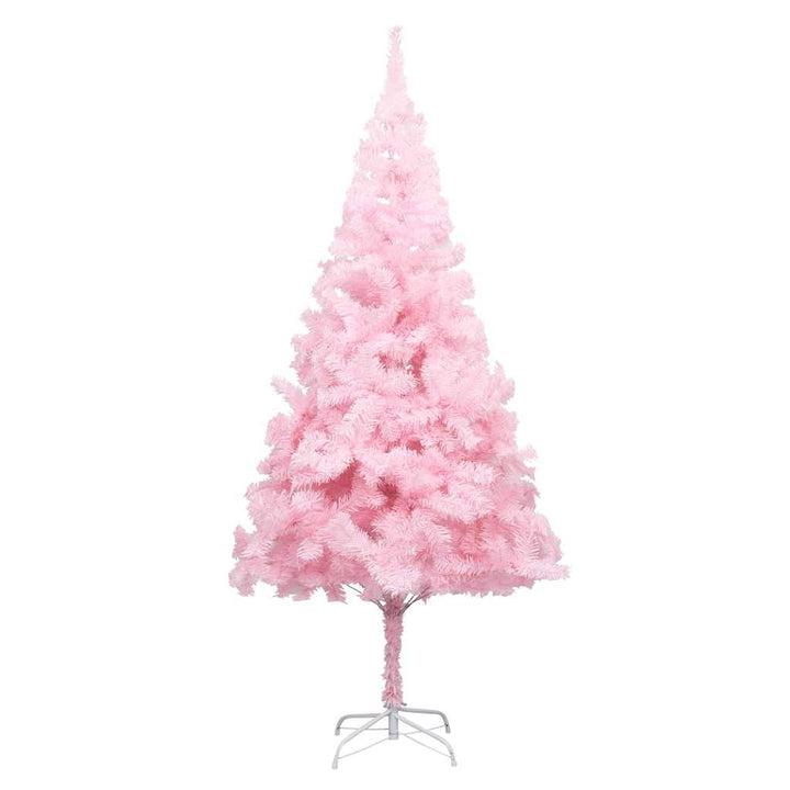 kunstigt juletræ med lys og kuglesæt 210 cm PVC lyserød