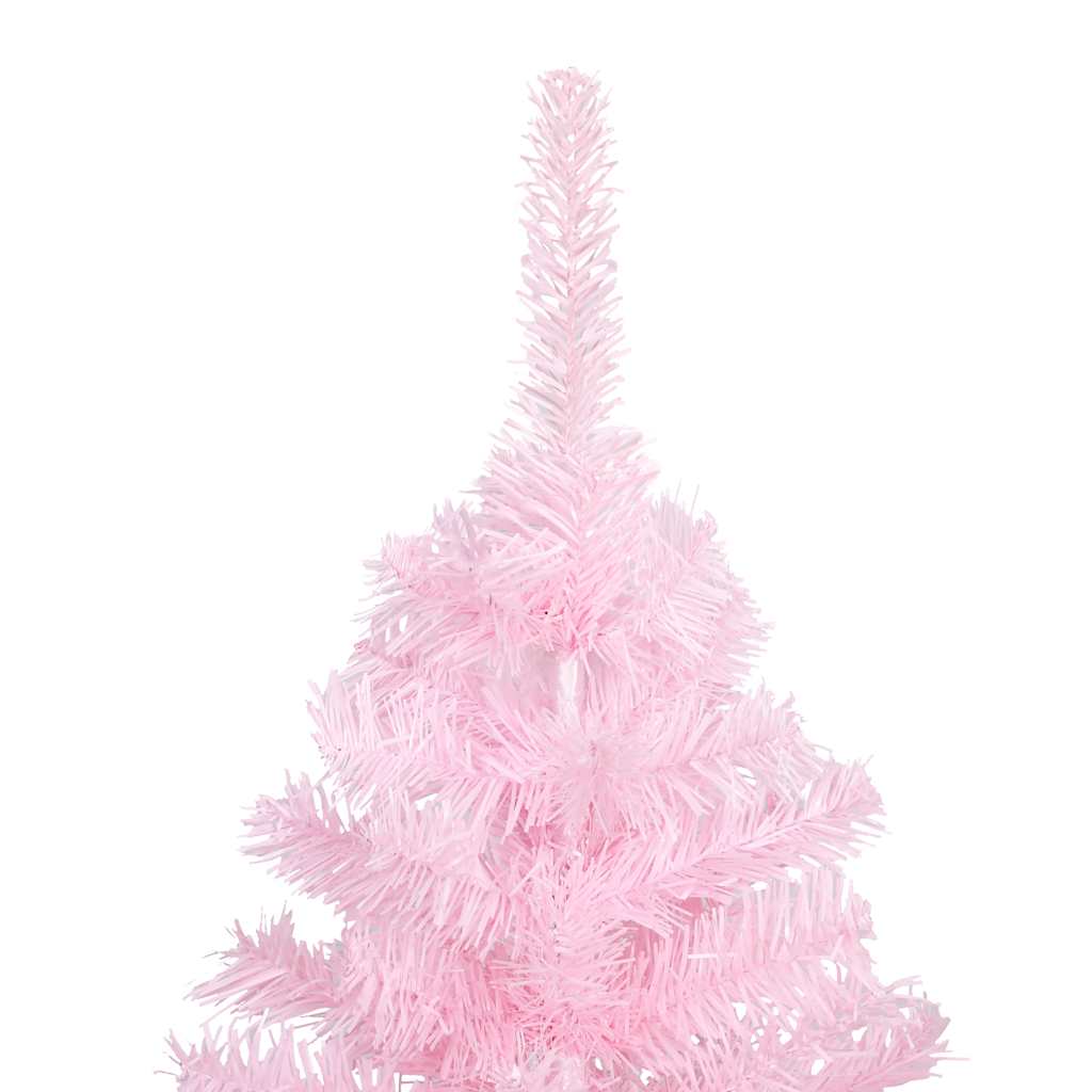 kunstigt juletræ med lys og kuglesæt 210 cm PVC lyserød