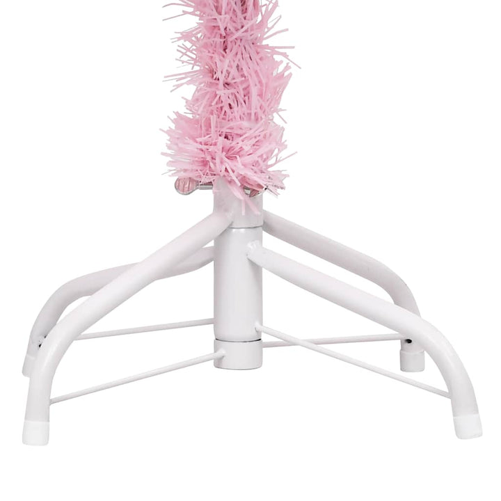 kunstigt juletræ med lys og kuglesæt 210 cm PVC lyserød