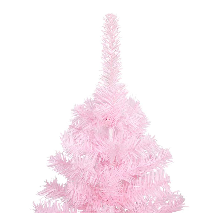 kunstigt juletræ med lys og kuglesæt 240 cm PVC lyserød