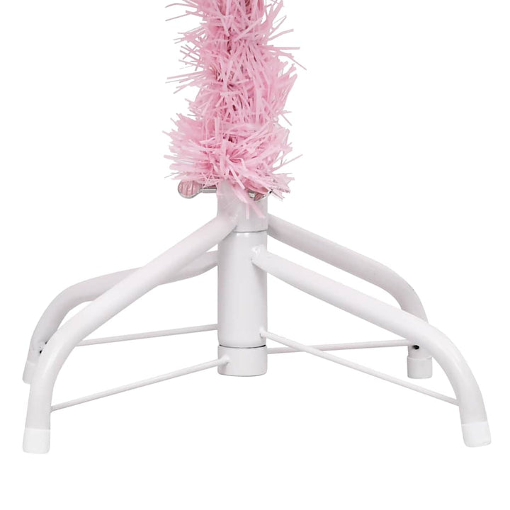 kunstigt juletræ med lys og kuglesæt 240 cm PVC lyserød