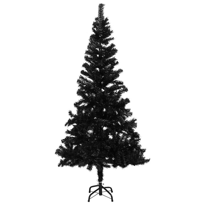 kunstigt juletræ med lys og kuglesæt 210 cm PVC sort