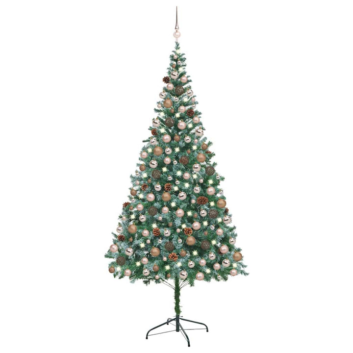 juletræ med lys + julekugler og grankogler 210 cm