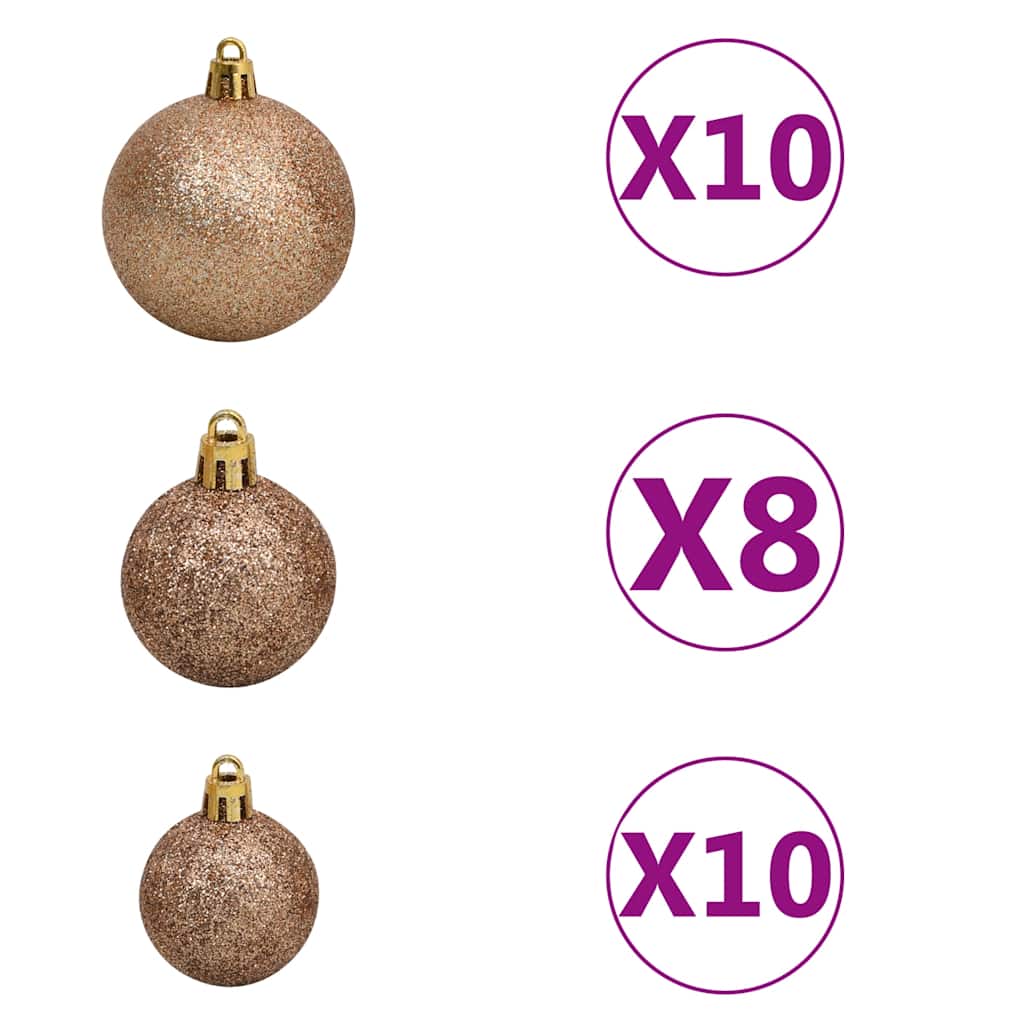 juletræ med lys + julekugler og grankogler 240 cm
