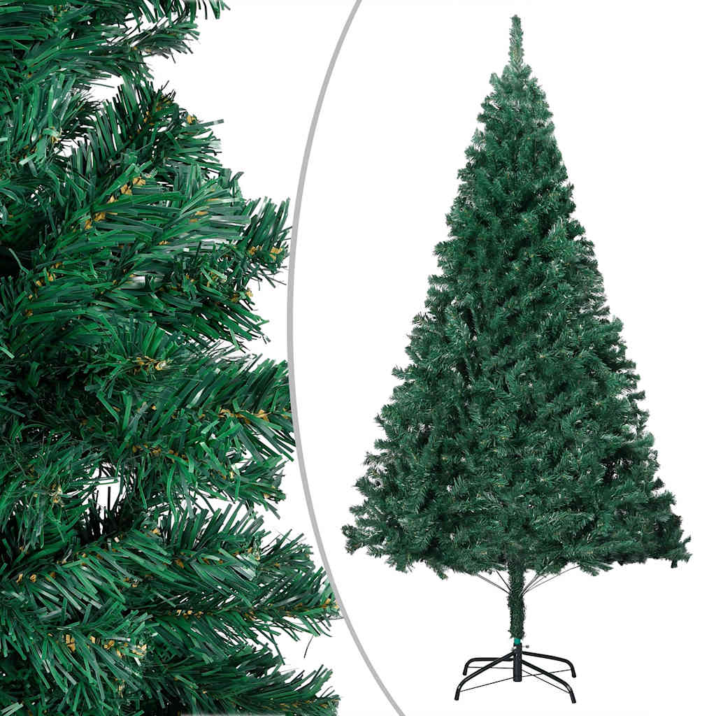 kunstigt juletræ med lys og kuglesæt 180 cm PVC grøn