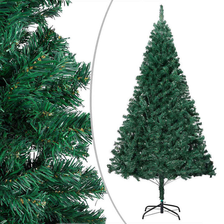 kunstigt juletræ med lys og kuglesæt 180 cm PVC grøn