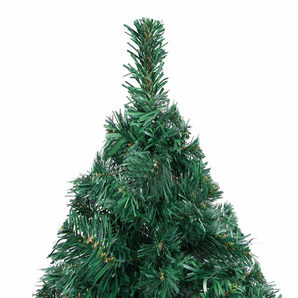 kunstigt juletræ med lys og kuglesæt 180 cm PVC grøn