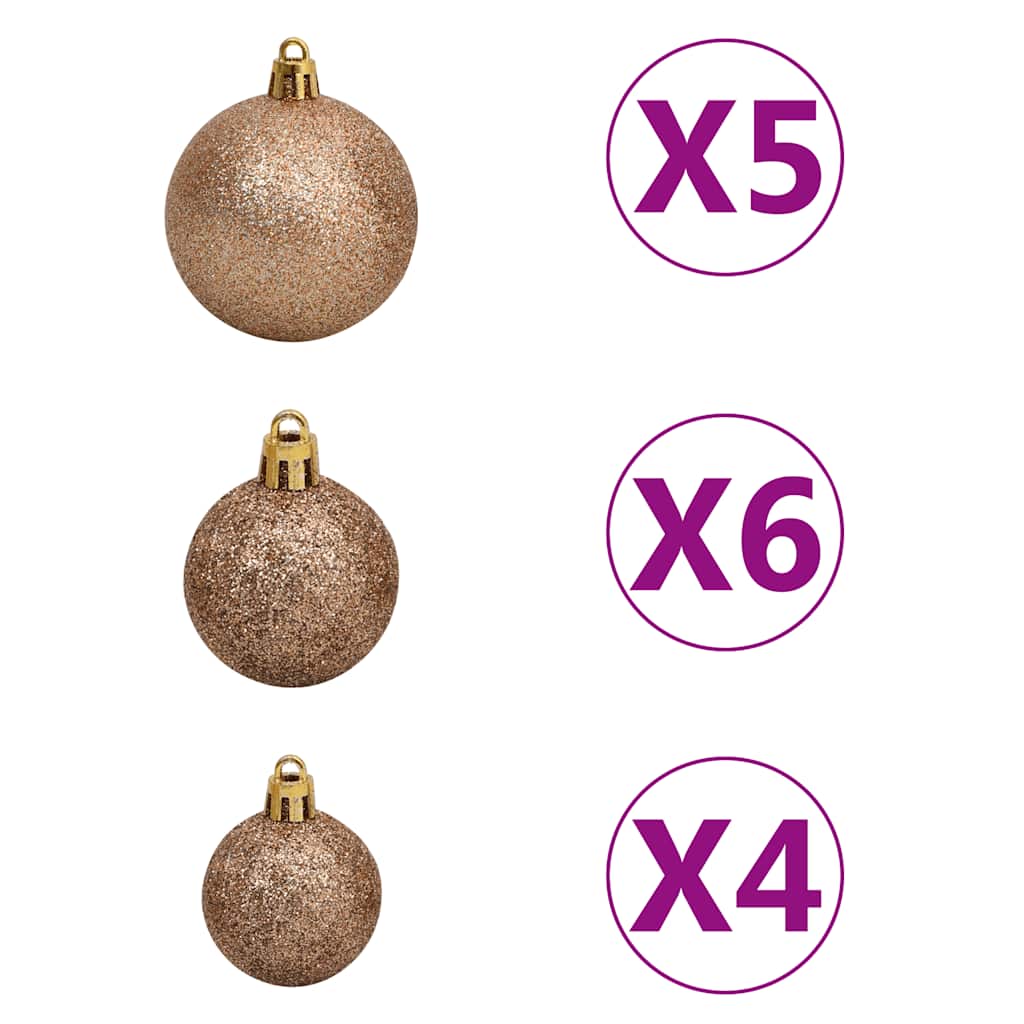 kunstigt juletræ med lys og kuglesæt 180 cm PVC grøn