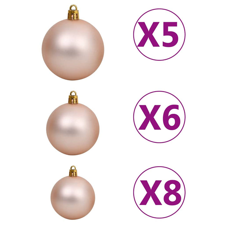 kunstigt juletræ med lys og kuglesæt 180 cm PVC grøn