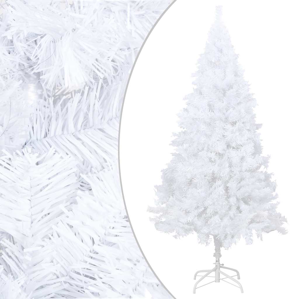 kunstigt juletræ med lys og kuglesæt 180 cm PVC hvid