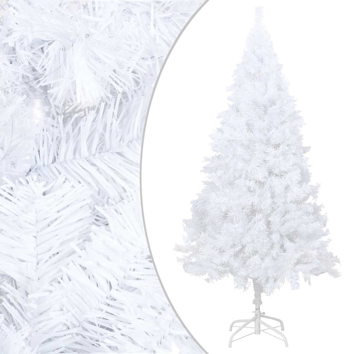 kunstigt juletræ med lys og kuglesæt 180 cm PVC hvid