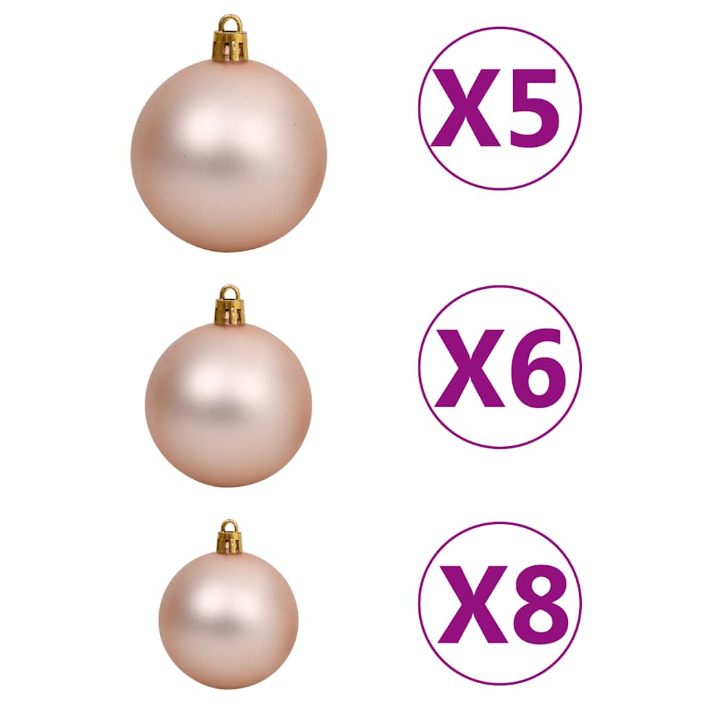 kunstigt juletræ med lys og kuglesæt 180 cm PVC hvid