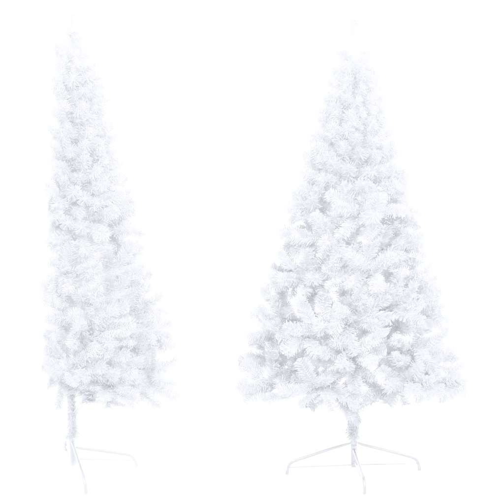 kunstigt halvt juletræ med lys og kuglesæt 240 cm hvid