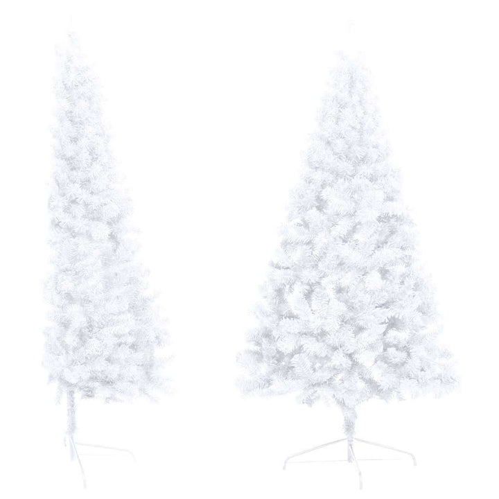 kunstigt halvt juletræ med lys og kuglesæt 240 cm hvid