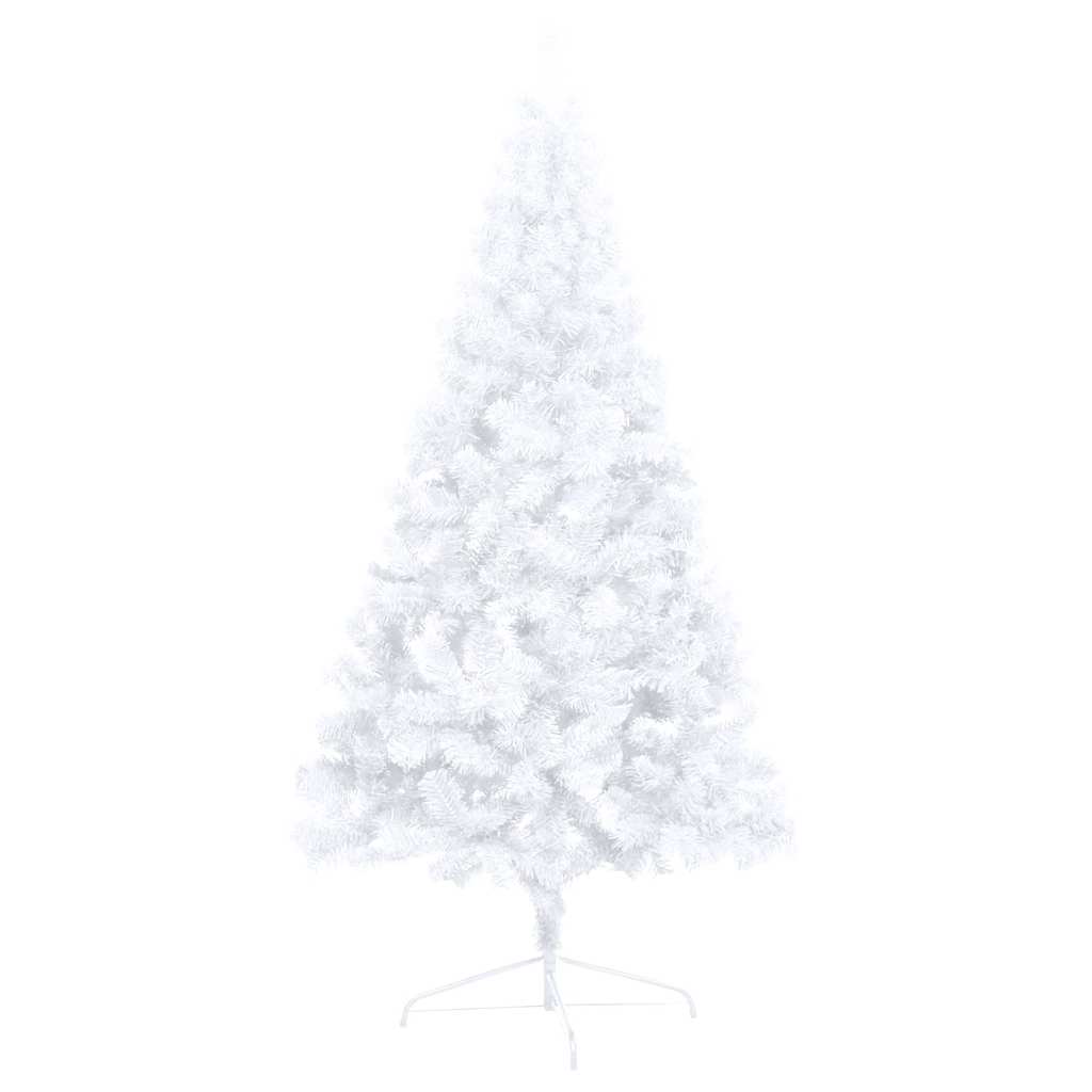 kunstigt halvt juletræ med lys og kuglesæt 240 cm hvid