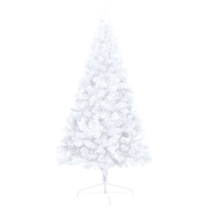 kunstigt halvt juletræ med lys og kuglesæt 240 cm hvid