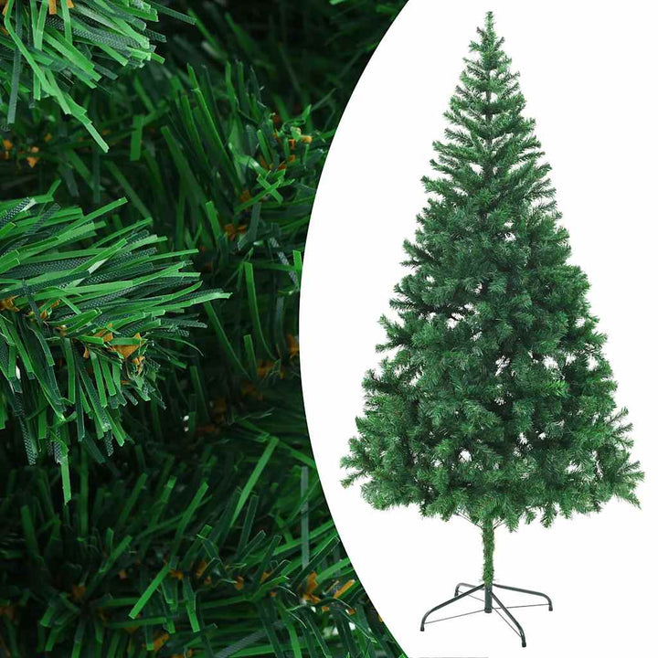 kunstigt juletræ med lys og kuglesæt 210 cm 910 grene