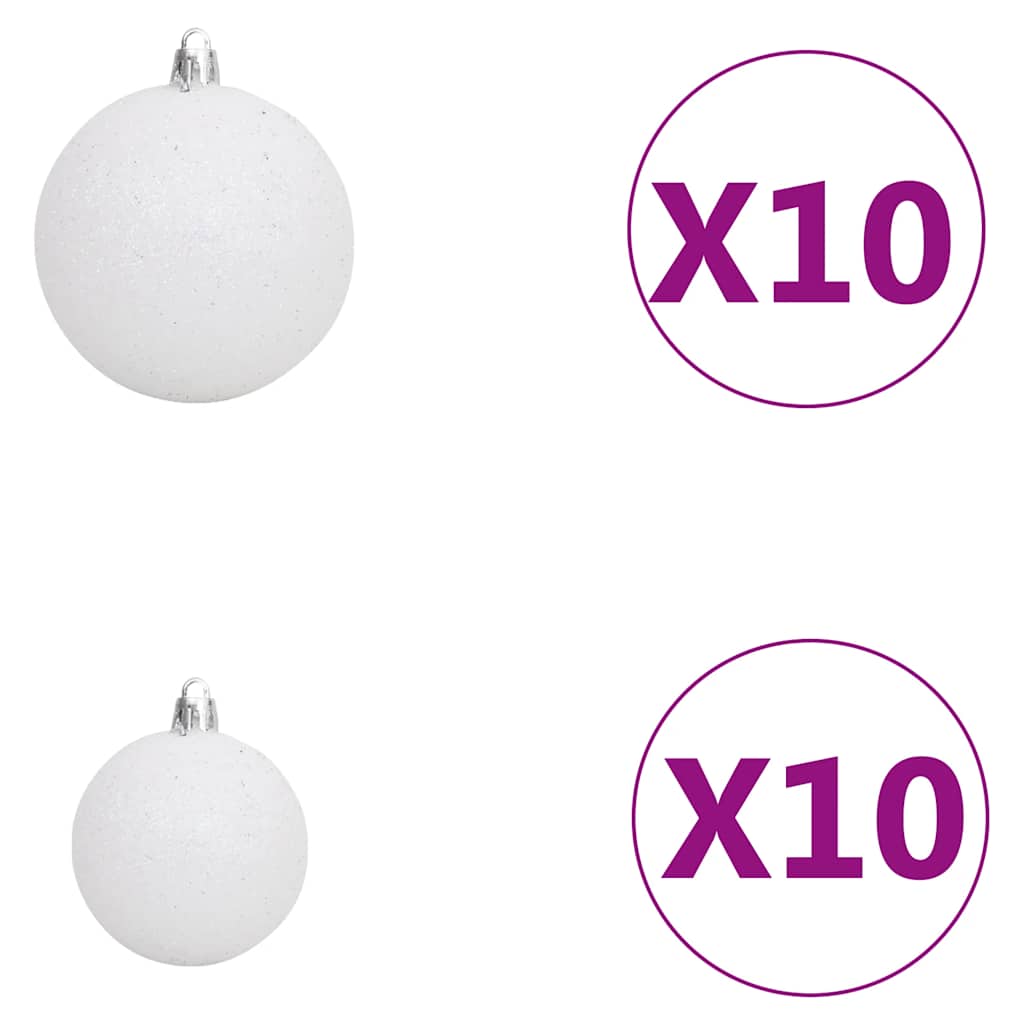 kunstigt juletræ med lys og kuglesæt 210 cm 910 grene