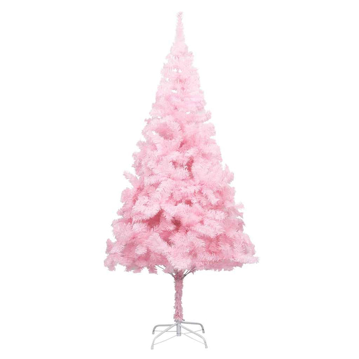 kunstigt juletræ med lys og kuglesæt 210 cm PVC lyserød