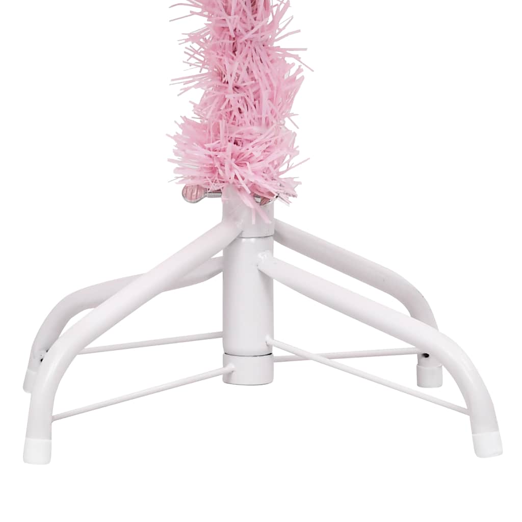 kunstigt juletræ med lys og kuglesæt 210 cm PVC lyserød