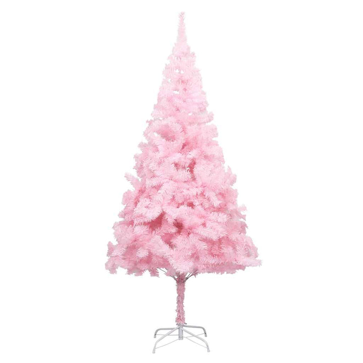 kunstigt juletræ med lys og kuglesæt 240 cm PVC lyserød