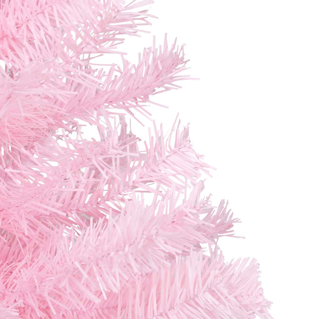 kunstigt juletræ med lys og kuglesæt 240 cm PVC lyserød