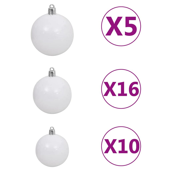 kunstigt juletræ med lys og kuglesæt 240 cm PVC lyserød