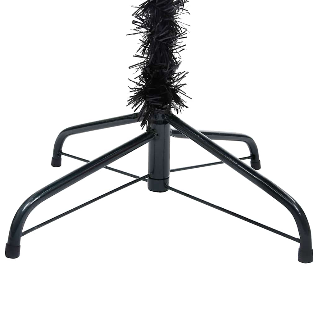 kunstigt juletræ med lys og kuglesæt 210 cm PVC sort