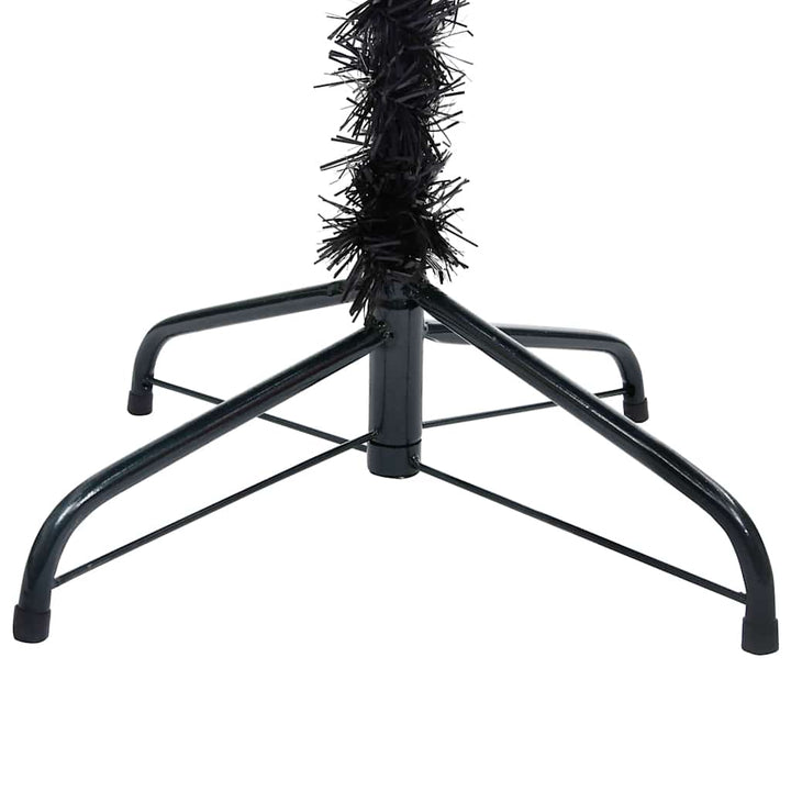 kunstigt juletræ med lys og kuglesæt 210 cm PVC sort