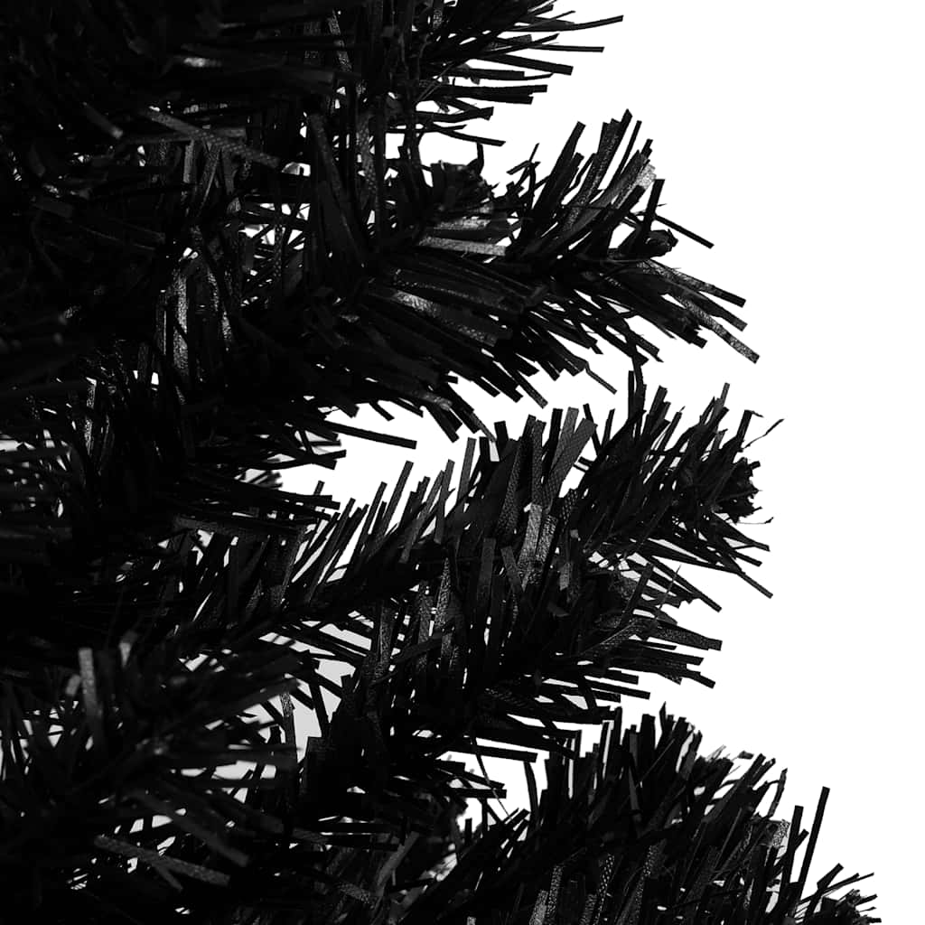 kunstigt juletræ med lys og kuglesæt 240 cm PVC sort