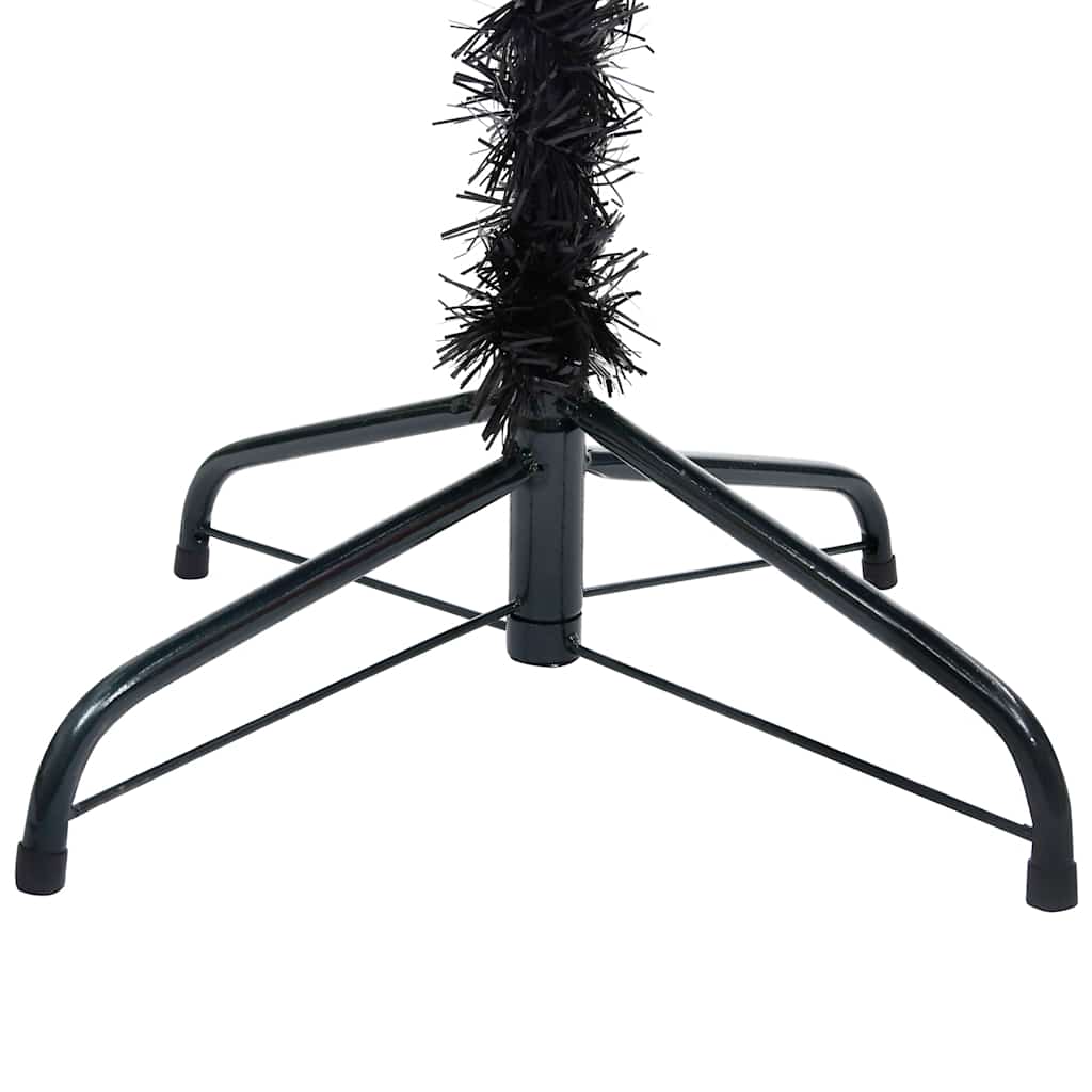 kunstigt juletræ med lys og kuglesæt 240 cm PVC sort