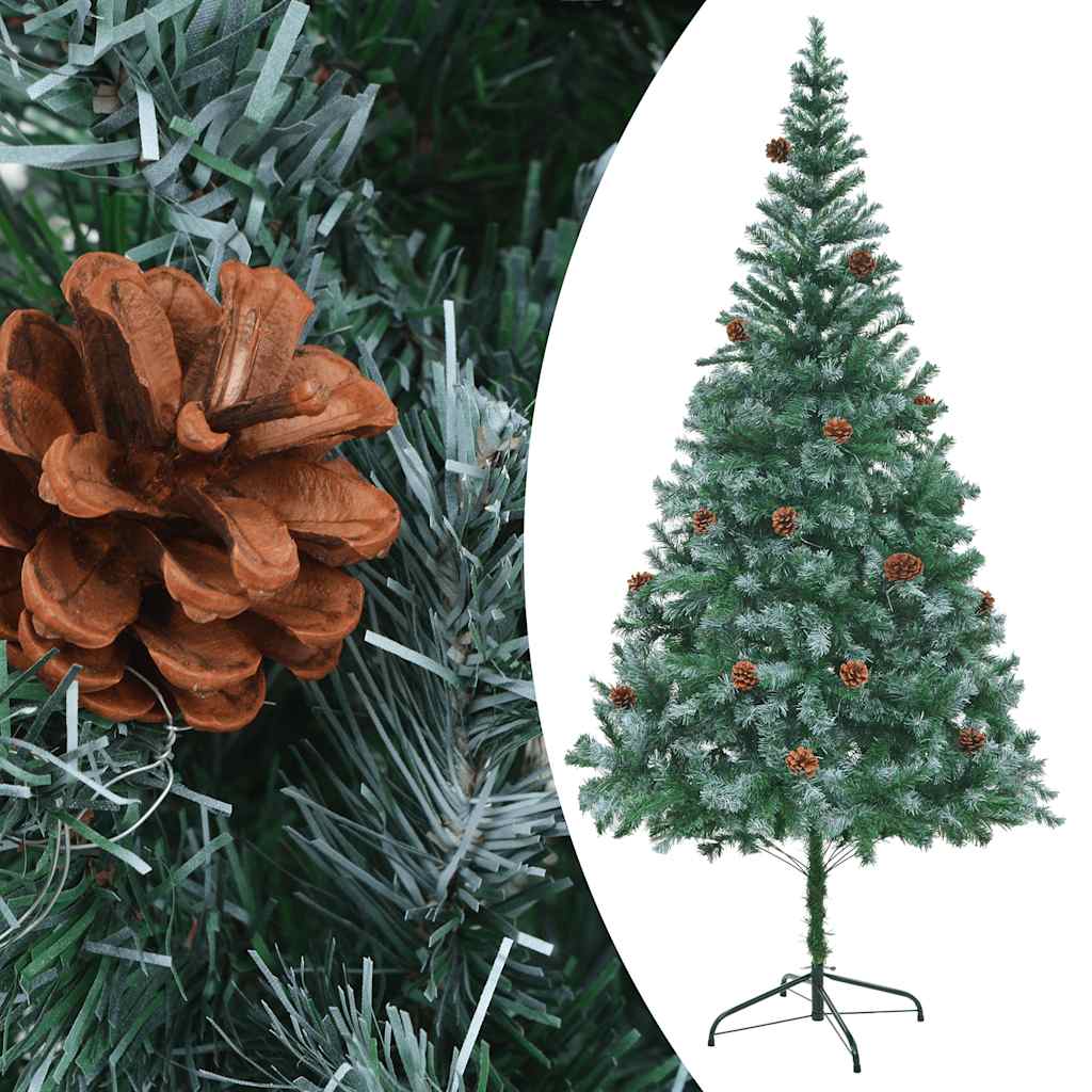 juletræ med lys + julekugler og grankogler 210 cm
