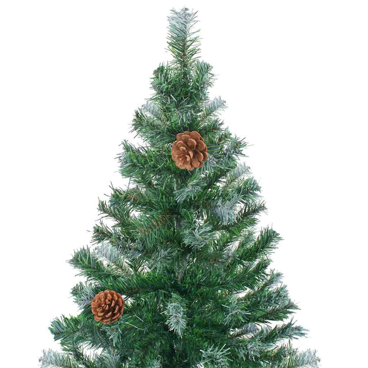 juletræ med lys + julekugler og grankogler 210 cm