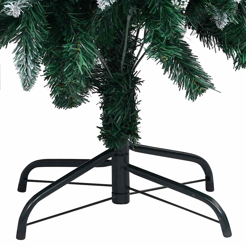 juletræ med sne + lys + julekugler og grankogler 210 cm