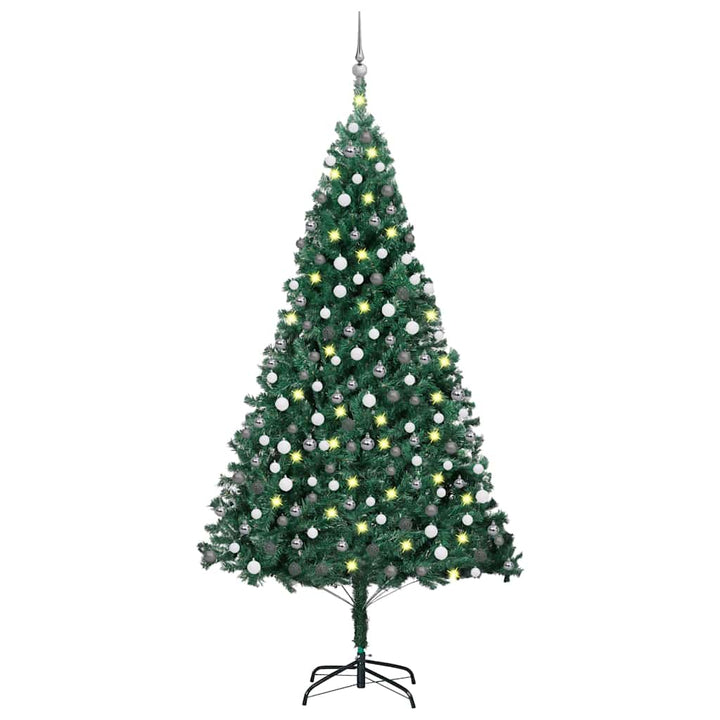 kunstigt juletræ med lys og kuglesæt 240 cm grøn