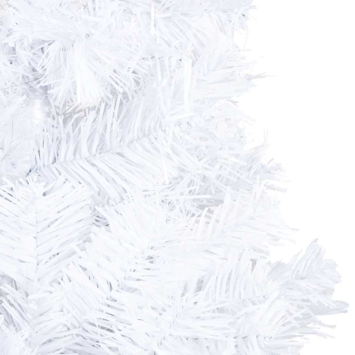kunstigt juletræ med lys og kuglesæt 210 cm PVC hvid