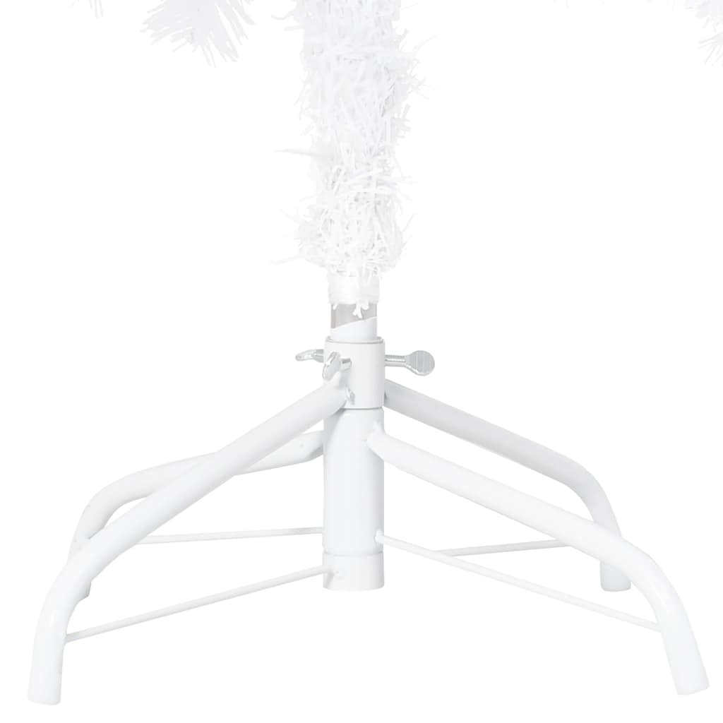 kunstigt juletræ med lys og kuglesæt 210 cm PVC hvid